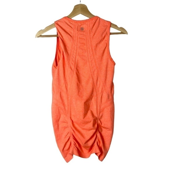 Athleta Neon Orange Fast Track Ruched Front Athletic Tank Top XS - Picture 2 of 6